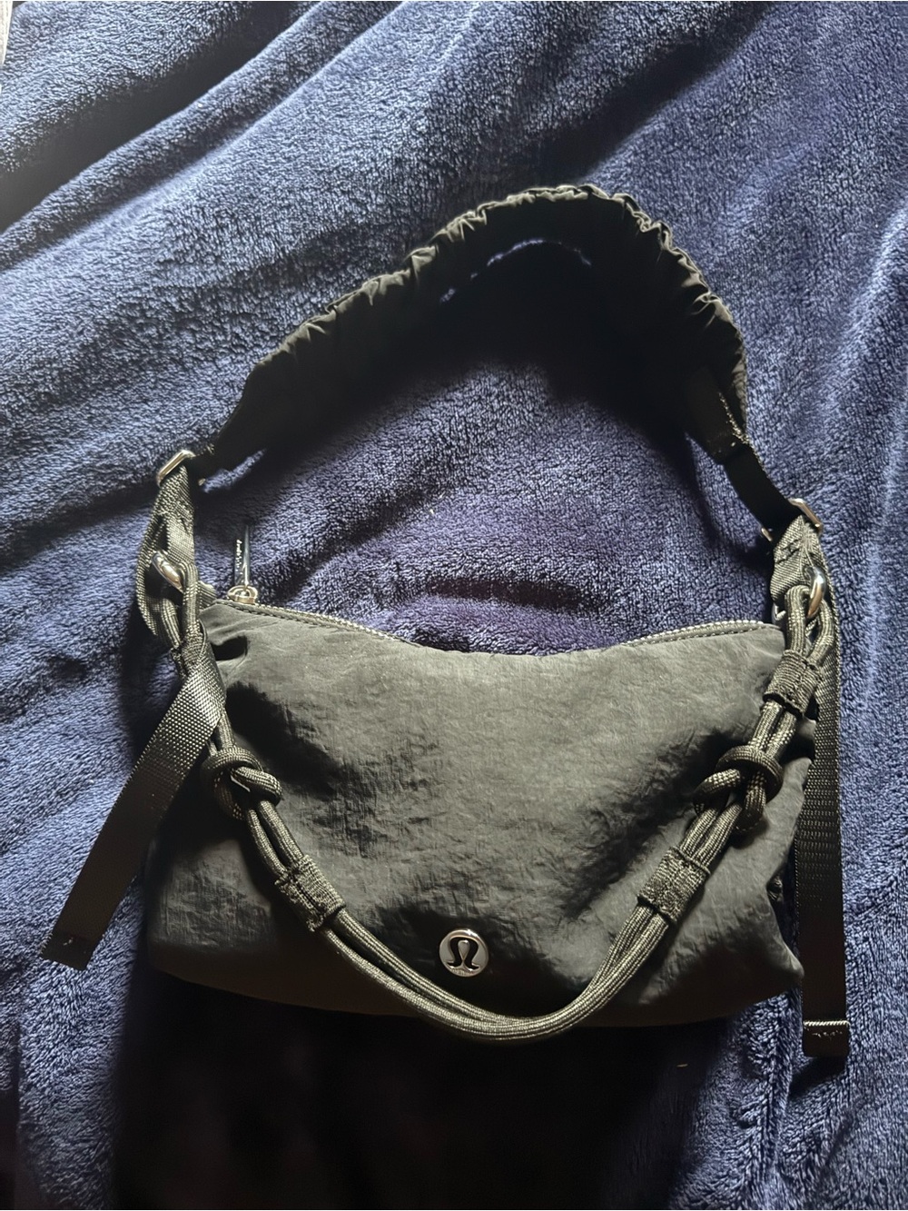 lululemon athletica Black Shoulder Bag with Knotted Strap